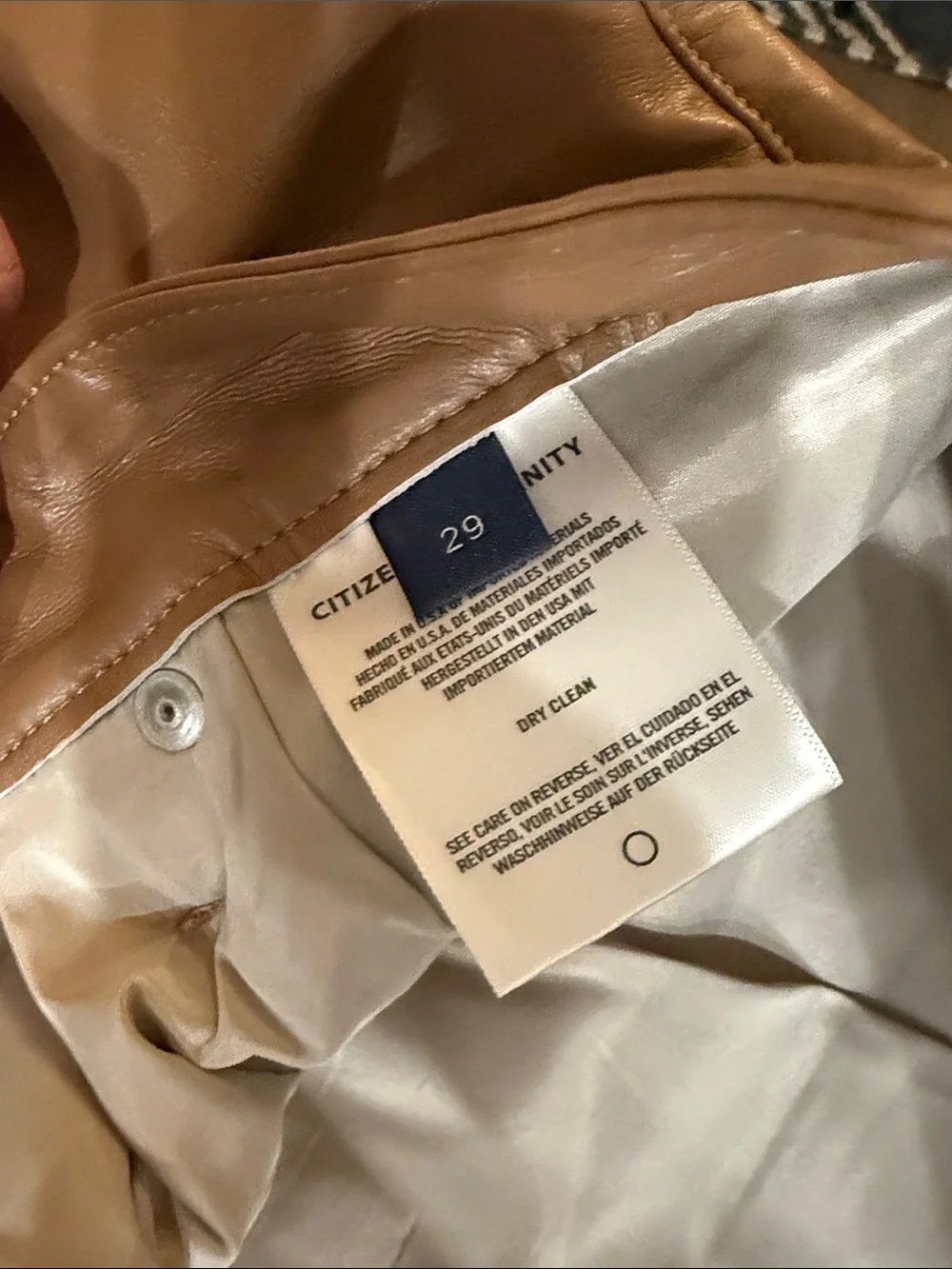 Citizen women's Jolene  Brown Faux Leather Jeans